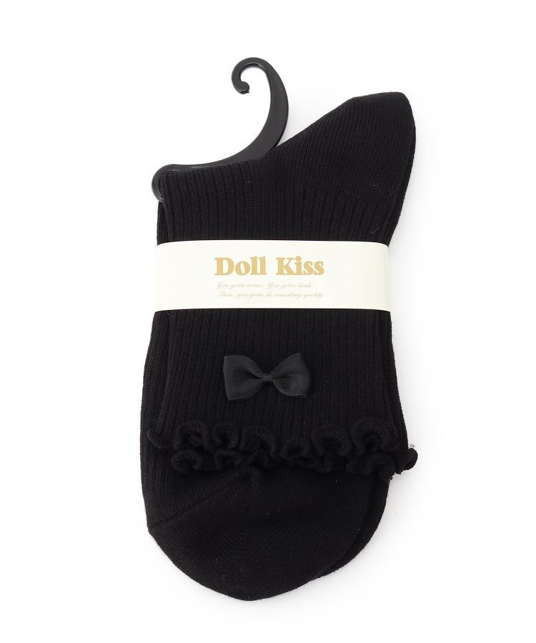 【SALE／10%OFF】Doll Kiss リボン付きメローリブクルーソックス 靴下 エスペランサ 靴下・レッグウェア 靴下 ブラック ホワイト レッド ピンク パープル