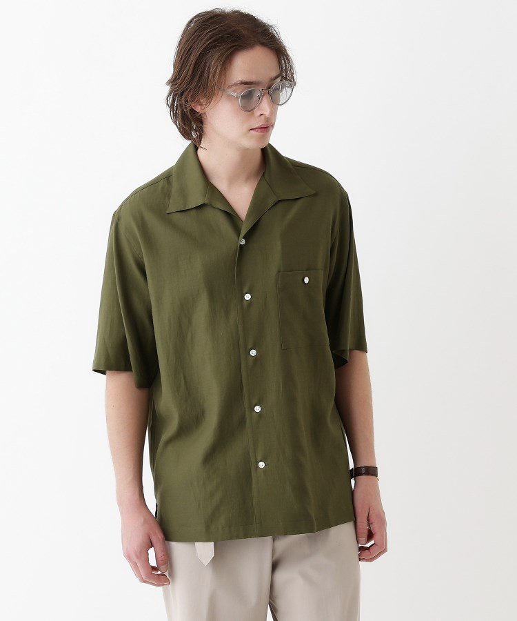 【SALE/55%OFF】TAKEO KIKUCHI 【THE FLAGSHIP】変形オープンカラー 半袖シャツ タケオキクチ トップス シャツ・ブラウス ブル...