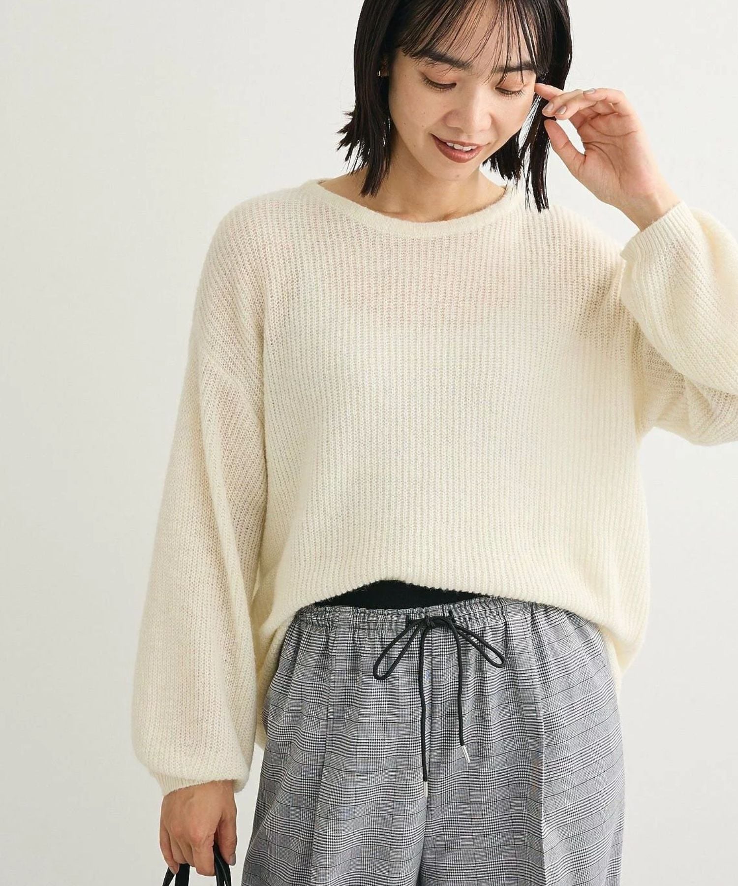 Green Parks シアーゆったりニットプルオーバー グリーンパークス トップス ニット ブラウン オレンジ グレー ホワイト【送料無料】のサムネイル