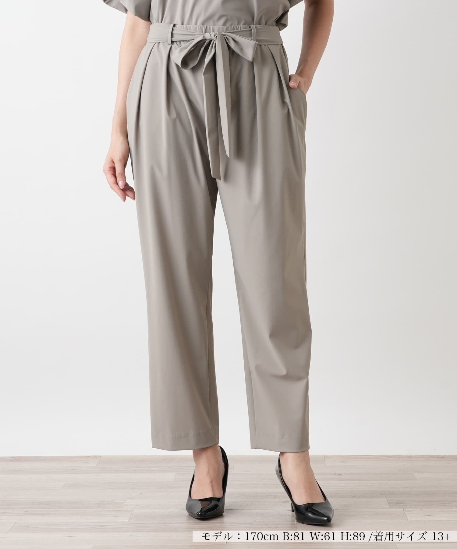 Leilian PLUS HOUSE ペグトップパンツ【BOURGE】 レリアン プラスハウス パンツ その他のパンツ ブラウン ネイビー