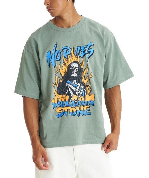 SELECT BRANDS VOLCOM/ボルコム BURNING SKULL SS TEE(MENS) ジャックローズ トップス カットソー・Tシャツ グリーン ブラック