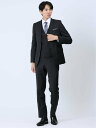 【SALE/30%OFF】TAKA-Q 光沢ストレッチ スリムフィット 2ボタン3ピーススーツ ジオメトリック黒 タカキュー スーツ・フォーマル セットアップスーツ ブラック【送料無料】