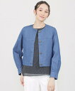 【SALE/50%OFF】AMACA ピケデニムノーカラージャケット アマカ ジャケット・アウター ノーカラージャケット ブルー【送料無料】