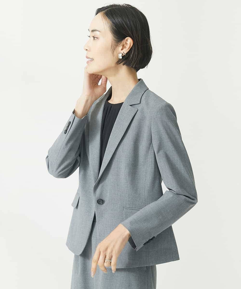 MICHEL KLEIN ストレッチテーラードジャケット(セットアップ対応/3サイズあり/総裏) ミッシェルクラン ジャケット・アウター テーラードジャケット・ブレザー グレー ネイビー
