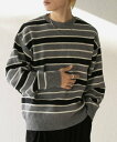 【SALE/60%OFF】SENSE OF PLACE ウールブレンドボーダークルーネックニット センス オブ プレイス トップス ニット グレー グリーン ブ...