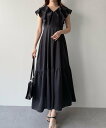 【SALE/48%OFF】JUNOAH mipiarl フリルスリーブティアードワンピース ジュノア ワンピース・ドレス ワンピース ホワイト ネイビー ピンク...