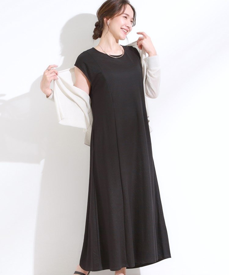 【SALE／45%OFF】SHOO・LA・RUE 【S-LL/ひんやり】切替ラインですっきりと 1枚で着られるロングワンピース シューラルー ワンピース・ドレス その他のワンピース・ドレス ブルー ブラック イエローのサムネイル