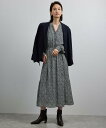 ROPE' 【洗える】ロングスリーブワンピース(ジャガード/リーフプリント)【WEB・一部店舗限定】 ロペ ワンピース・ドレス ワンピース ブラック ネイビー【...