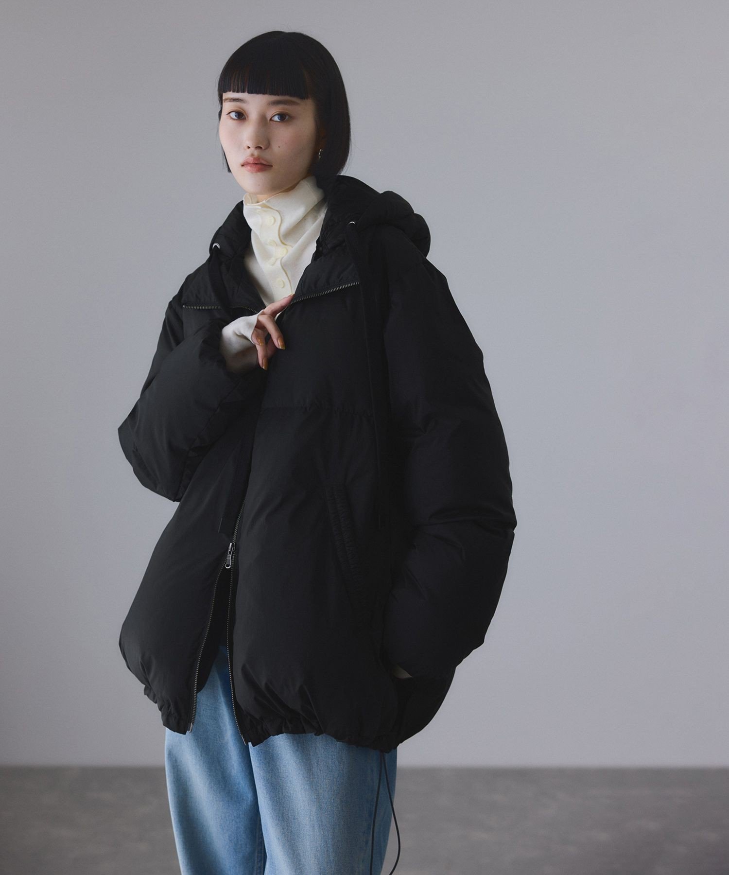 ADAM ET ROPE' FEMME 【サステナブル】2WAYフーディミドルダウン/撥水 アダムエロペ ジャケット・アウター ダウンジャケット・ダウンベスト ブラウン ブラック【送料無料】のサムネイル