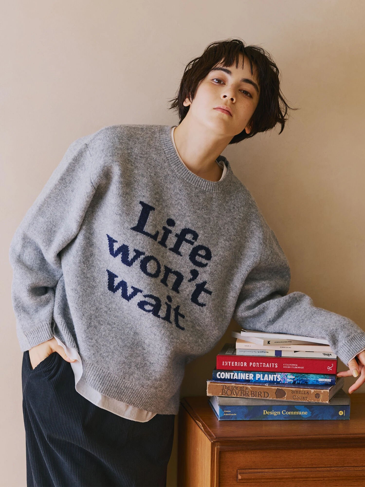 SM2 ロゴニットプルオーバー サマンサモスモス トップス ニット ブルー ベージュ グレー ブラウンのサムネイル