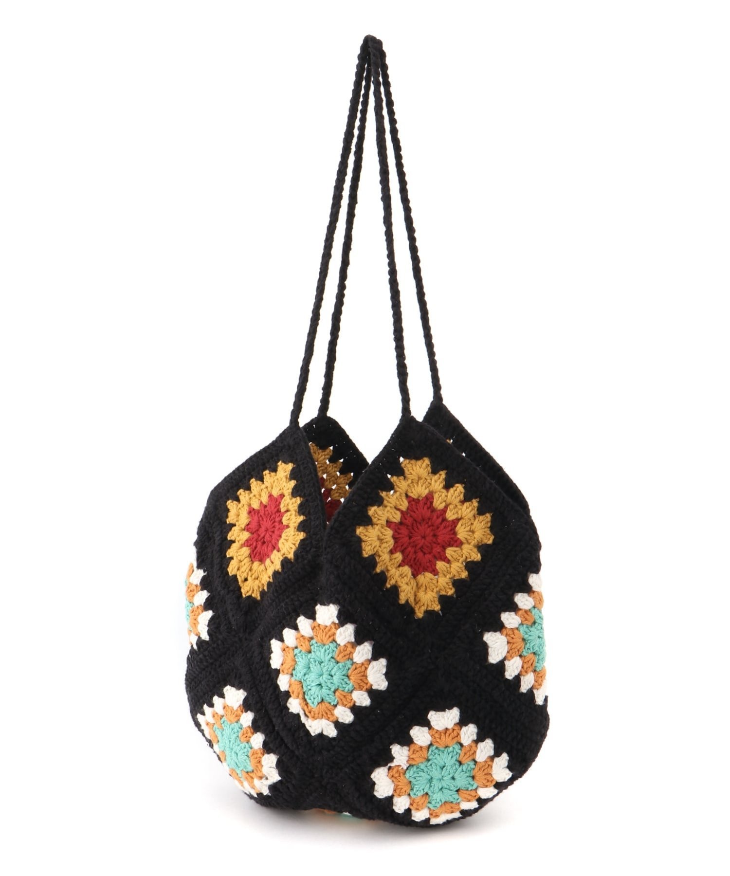 Swaraj Swaraj/(U)手編みモチーフBAG スワラージ バッグ トートバッグ ベージュ ブラック