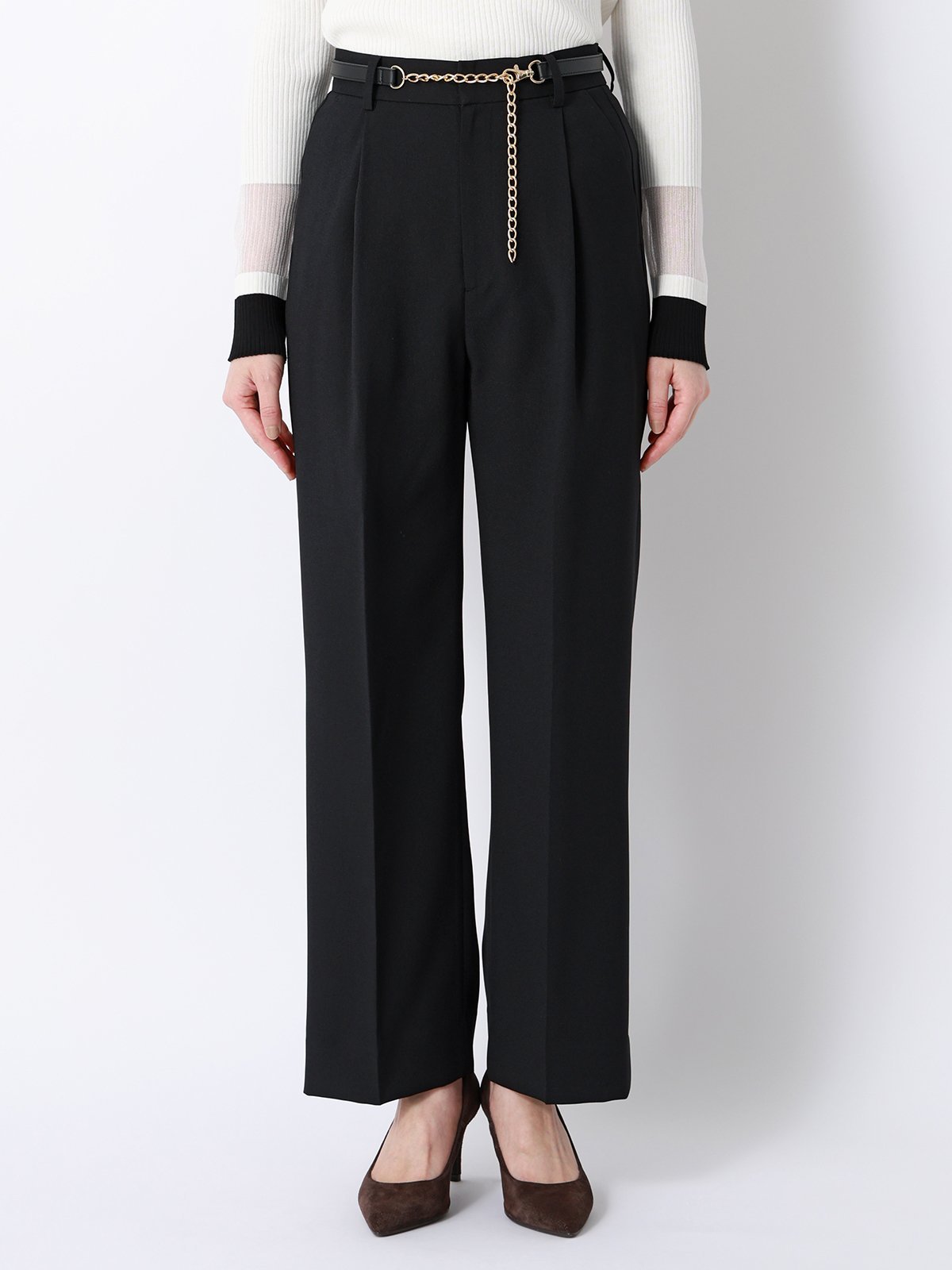 【SALE／10%OFF】SUIT SQUARE CHANTOWA タックストレートパンツ ウォッシャブル ス...