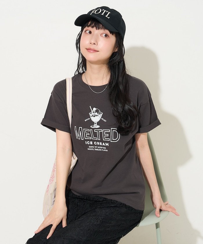 アイスクリーム プリントTシャツ フリークスストア トップス カットソー・Tシャツ ホワイト グレー