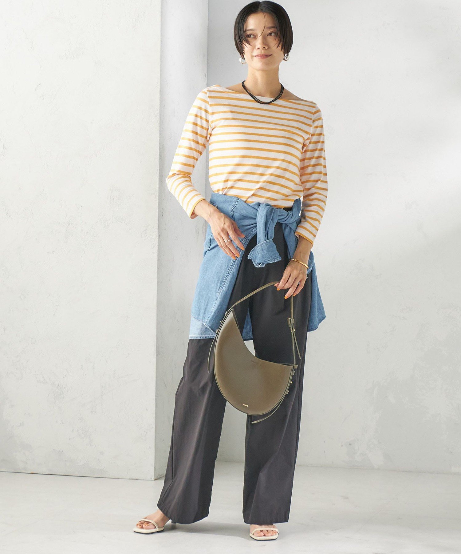 WOMEN 【SHIPS別注】Le minor: ボーダー ボートネック プルオーバー シップス トップス カットソー・Tシャツ ブルー イエロー