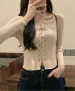 【SALE/25%OFF】Nia Nia/(W)Nia(ニア)/レースアップ リブニットトップス チェルカ トップス ニット ブラック ホワイト ベージュ グレ...