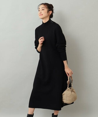 UNTITLED 【Oggi専属モデル 滝沢カレンさん着用】Aライン圧縮ニットワンピース アンタイトル ワンピース・ドレス その他のワンピース・ドレス ブラック ネイビー【送料無料】