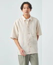 UNITED ARROWS green label relaxing リネンライク ジャカード ワイドカラー 半袖 シャツ ユナイテッドアローズ グリーンレーベルリラクシング トップス シャツ・ブラウス ホワイト グリーン ネイビー【送料無料】