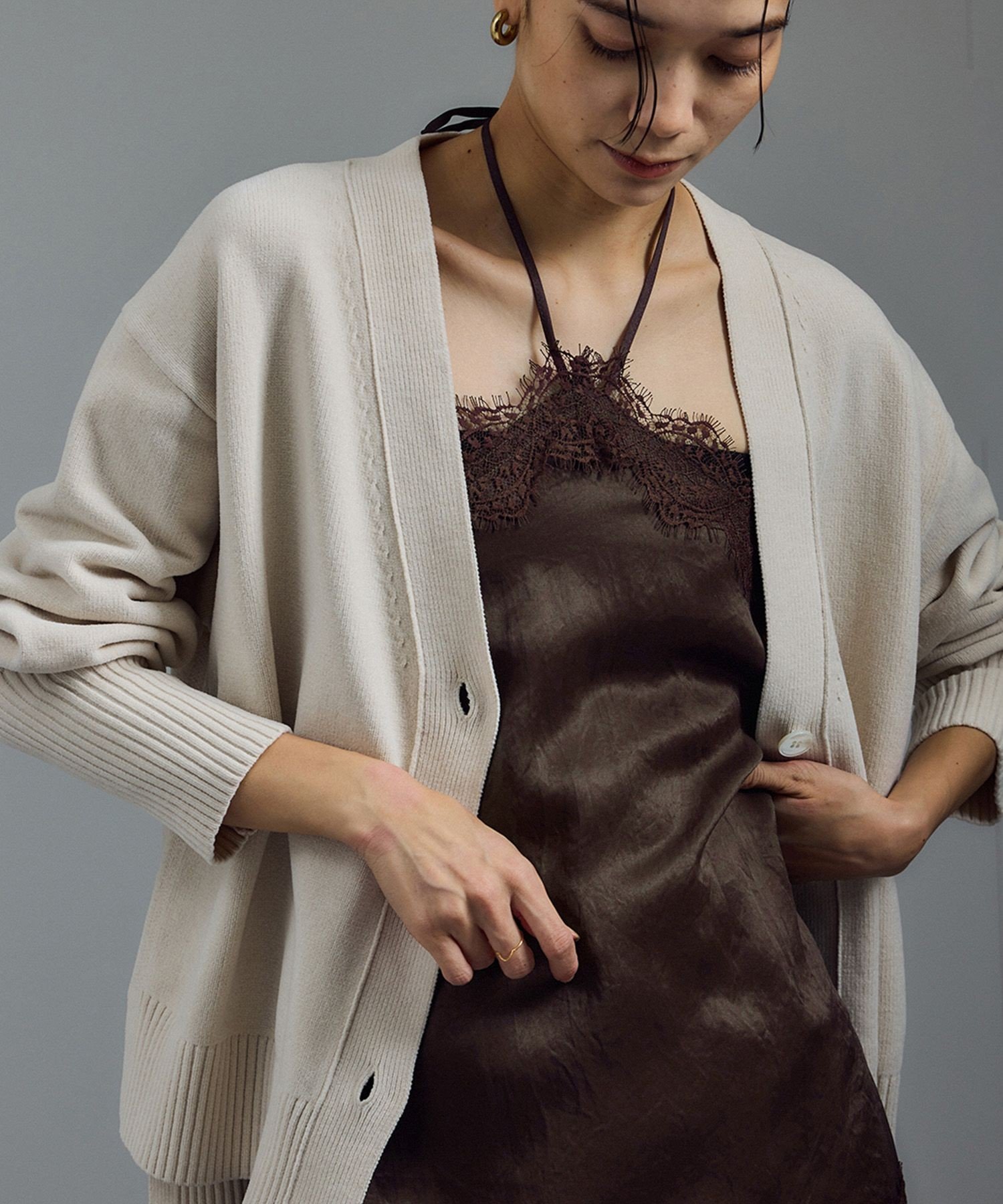 SALON adam et rope' リバーレース2WAYキャミソール サロン アダム エ ロペ トップス キャミソール ブ..