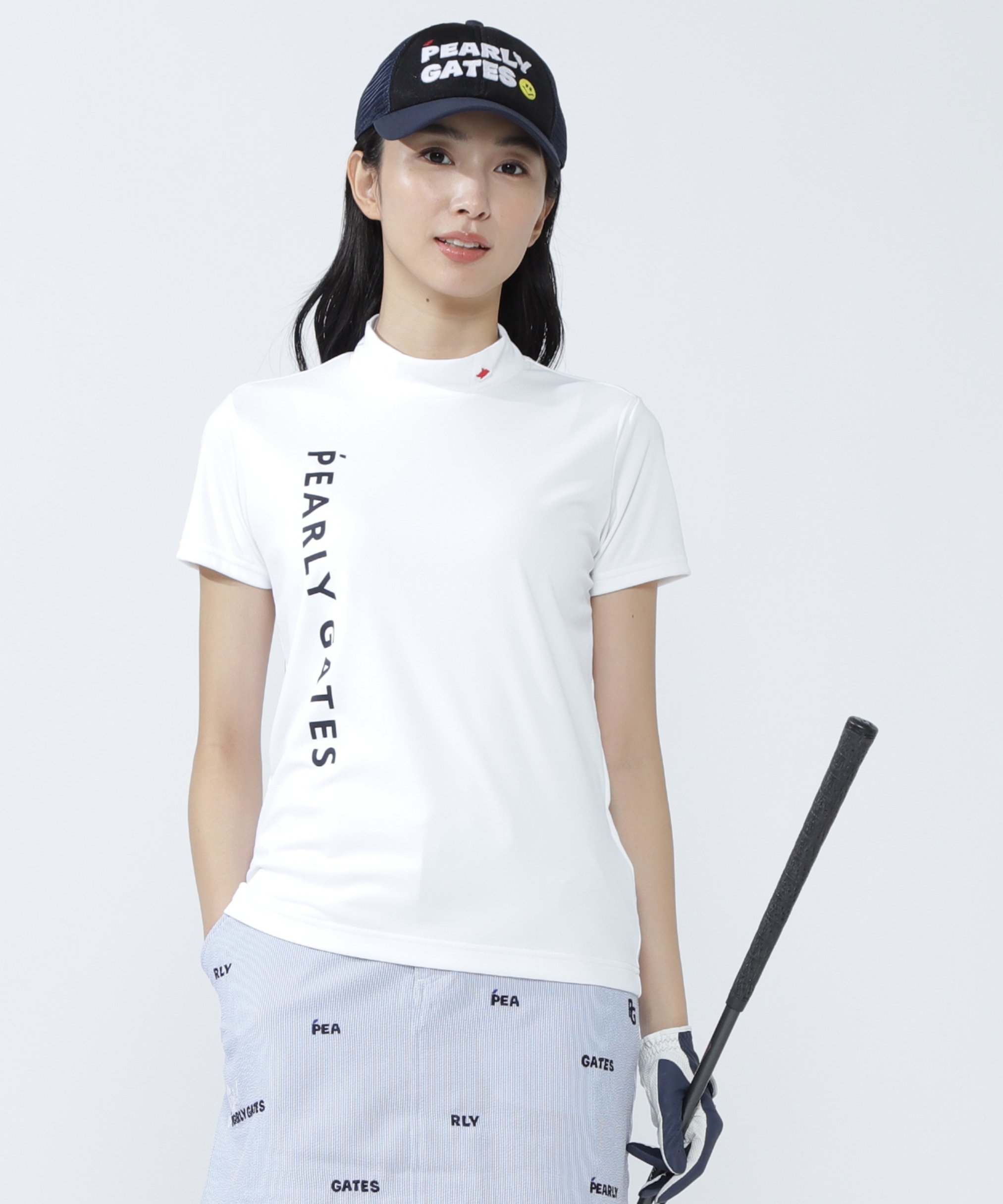 PEARLY GATES ルークールスムース半袖モックネックカットソー パーリーゲイツ トップス その他のトップス ホワイト ネイビー【送料無料】