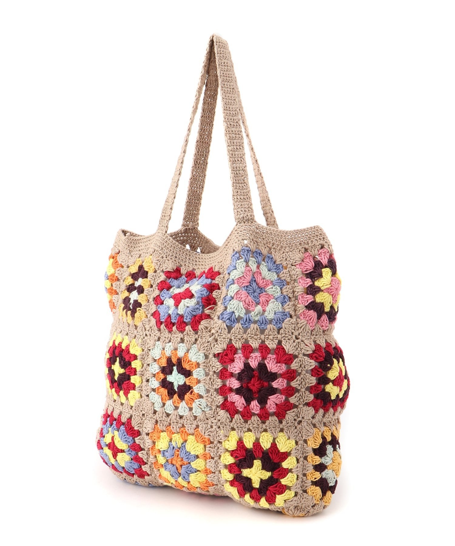Swaraj Swaraj/(U)手編みモチーフ・SQBAG スワラージ バッグ トートバッグ ベージュ