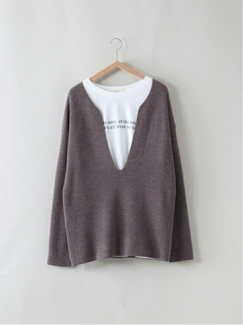 【SALE／48%OFF】cepo CEPO/(W)ニットXロゴTアンサンブル セポ トップス アンサンブル ピンク グレー ブラウンのサムネイル