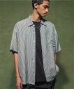 【SALE／50%OFF】monkey time BEAUTY&YOUTH ＜monkey time＞ WASHER CUPRA STRIPE SHORT SLEEVE SHIRT/シャツ ユナイテッドアローズ アウトレット トップス シャツ・ブラウス ブラック グレー【送料無料】