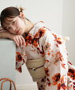 Nico@ntique ニコアンティーク 浴衣3点セット マンダリンガーネットの花 Fサイズ ウタタネ 着物・浴衣・和装小物 浴衣 オレンジ【送料無料】