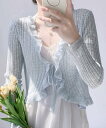 【SALE/30%OFF】miniministore フリルボレロ 薄手ニットカーディガン春夏 ミニミニストア トップス カーディガン ベージュ グリーン パー...