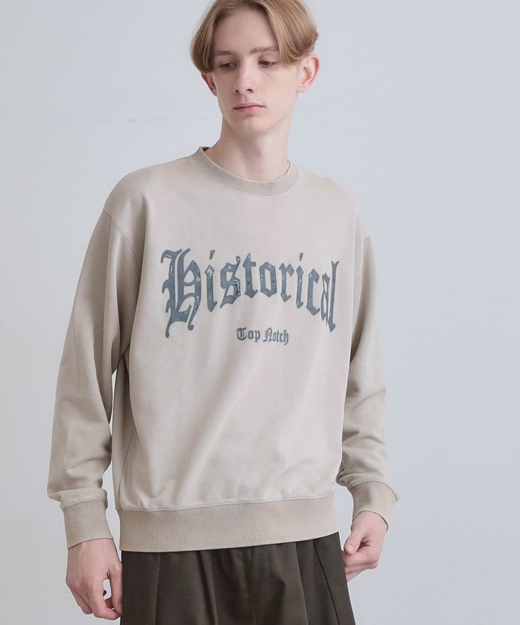 【SALE／40%OFF】tk.TAKEO KIKUCHI カレッジフロッキープリントスウェット ティーケータケオキクチ トップス スウェット・トレーナー ブラック【送料無料】