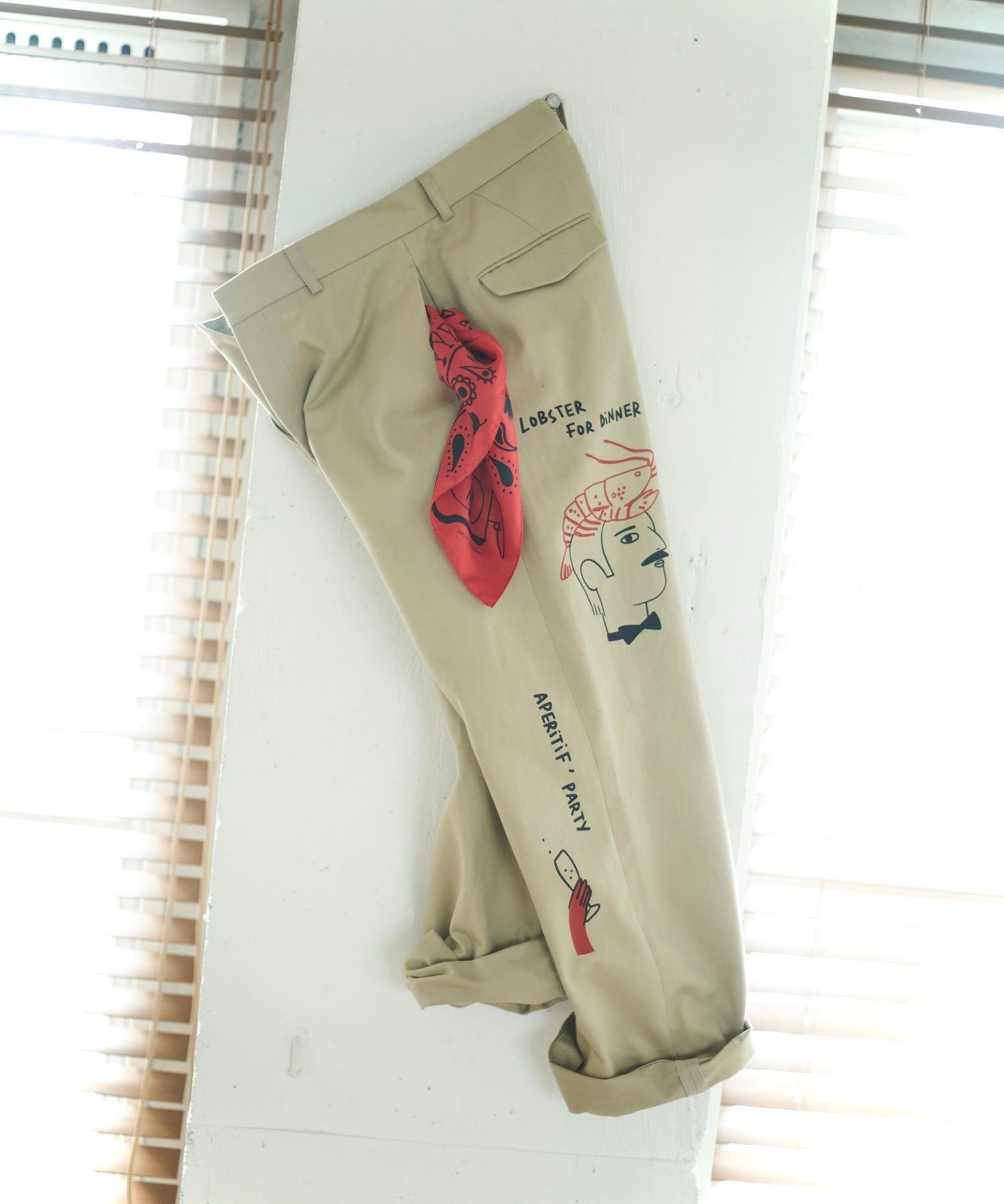 SALON adam et rope' 【Camille de Cussac by SALON】アートプリントトラウザーズパンツ / セットアップ対応 サロン アダム エ ロペ パンツ チノパンツ ベージュ