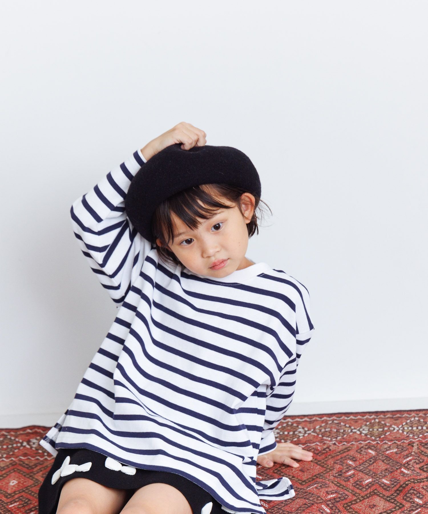 LOWRYS FARM USAボーダーロングスリーブ ローリーズファーム トップス カットソー・Tシャツ ネイビー ピンク レッド ブルーのサムネイル
