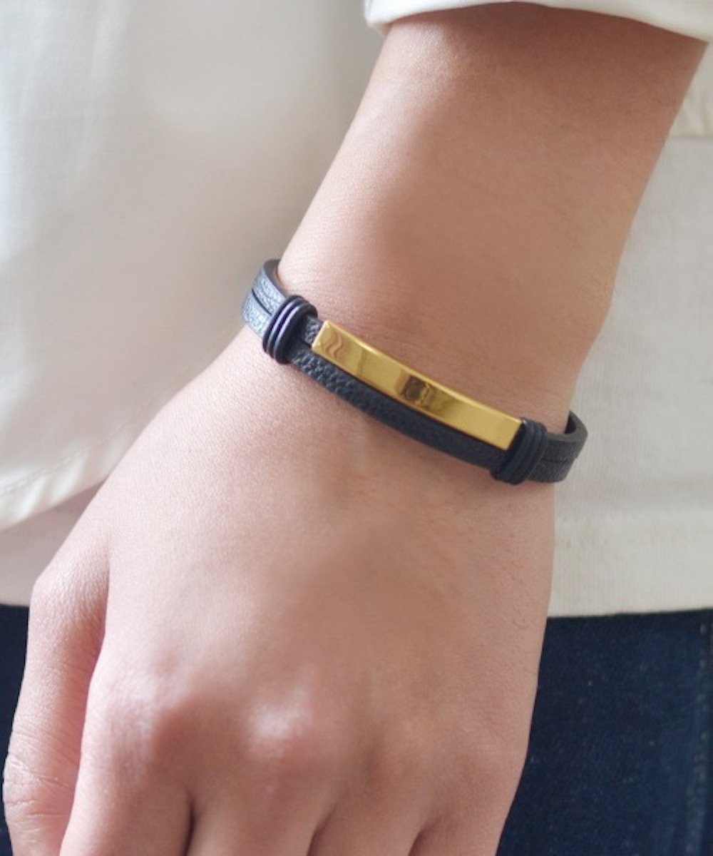 Fun&Daily Fun&Daily/(U)F&D : Leather Double Bracelet ファンアンドデイリー アクセサリー・腕時計 ブレスレット・バングル ブラウン ブラック