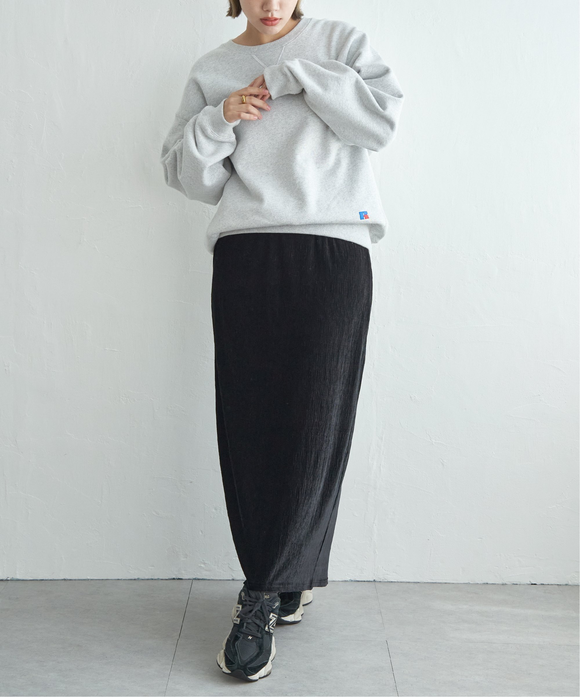 Rakuten Fashionの【SALE／15%OFF】notch. 楊柳ベロアスカート ノッチ スカート ロング・マキシスカート ブラック ベージュ【送料無料】｜アングル2