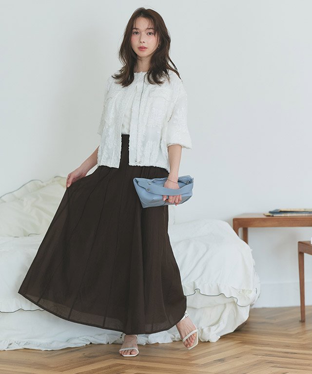 Pierrot シアープリーツスカート ピエロ スカート その他のスカート グレー ブラウン