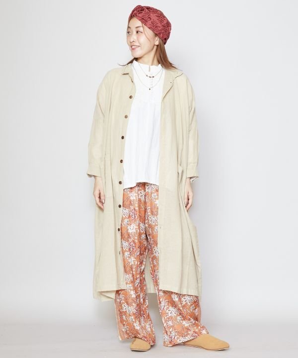 チャイハネ yul バンドカラーシャツワンピース アミナコレクション ワンピース・ドレス シャツワンピース ブラック ホワイト ブルー