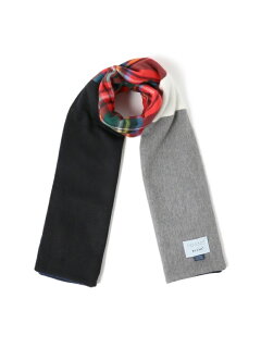 Beams Plus Wool Angora Patchwork Scarf 11-45-0759-145: Royal Stewart Beams Plus Wool Angora Patchwork Scarf 11-45-0759-145: Royal Stewart