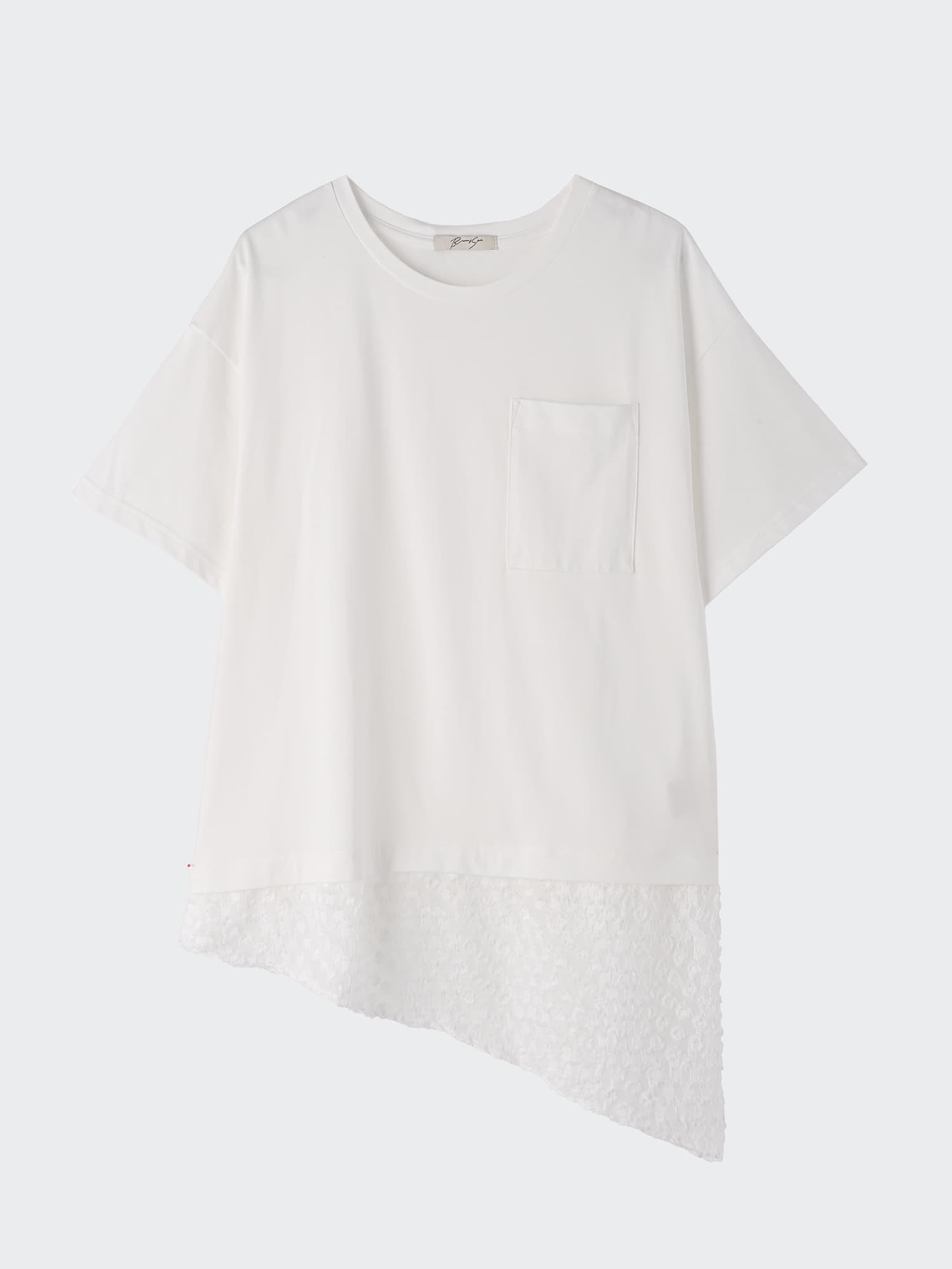 スカーフレースTシャツ ブラウンアンドストリート トップス カットソー・Tシャツ ホワイト ブラック