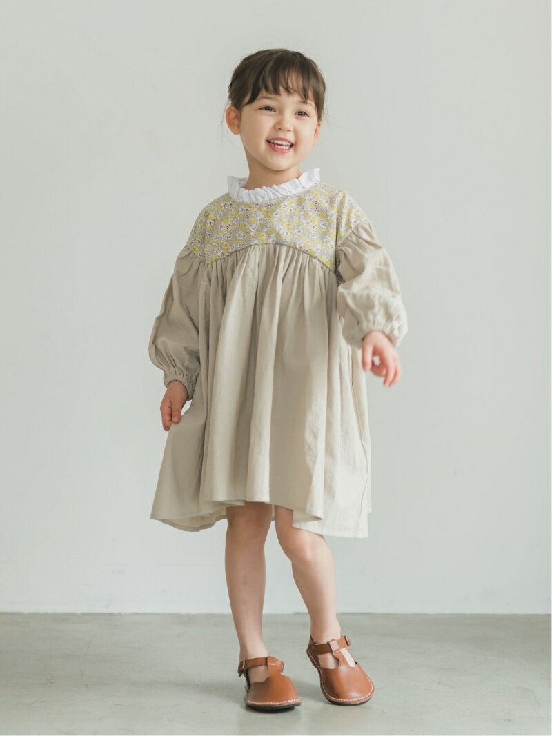 【SALE／40%OFF】riziere riziere/(K)フリルカラー胸プリント切り替えワンピース リジェール ワンピース・ドレス その他のワンピース・ドレス ベージュ ピンクのサムネイル