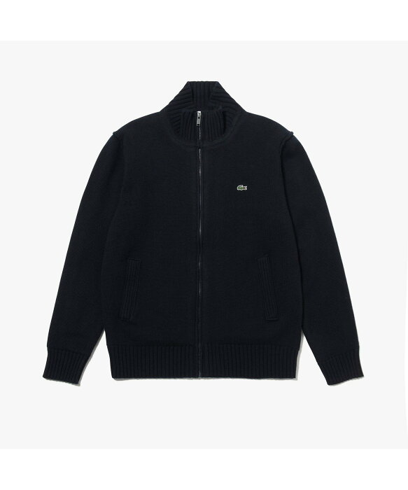 【SALE／40%OFF】LACOSTE ジップアップニットアウター ラコステ ニット カーディガン ネイビー ブラック【送料無料】