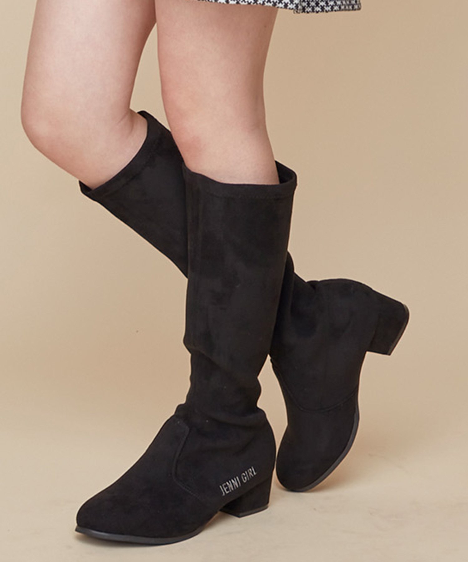 【SALE／50%OFF】JENNI ストレッチスエード風ロングブーツ ジェニィオンラインショップ シューズ・靴 ブーツ ブラック ベージュ グレーのサムネイル