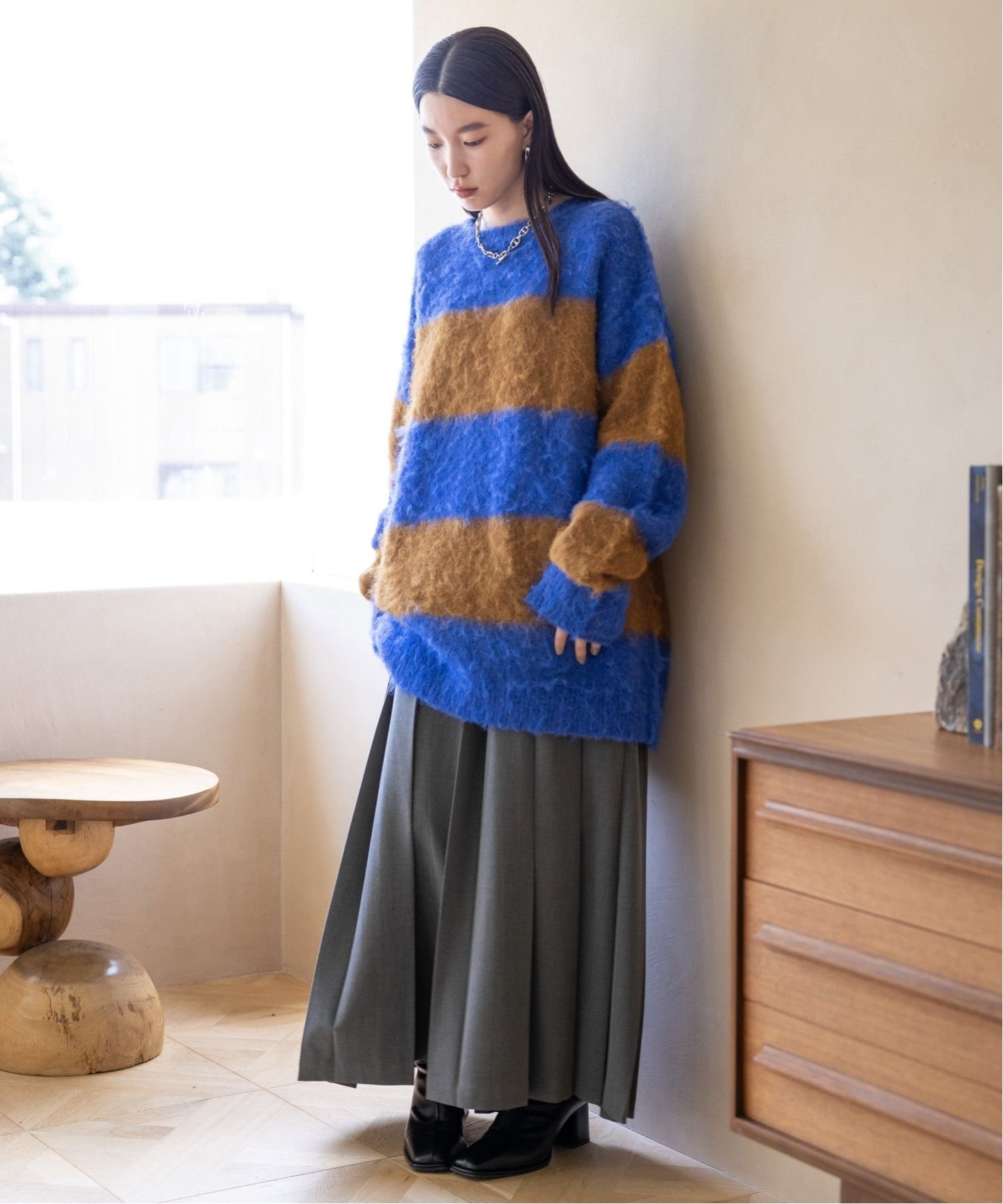 LOWRYS FARM UNISEXシャギーBDLS ローリーズファーム トップス ニット ブルー グレー ピンク【送料無料】のサムネイル