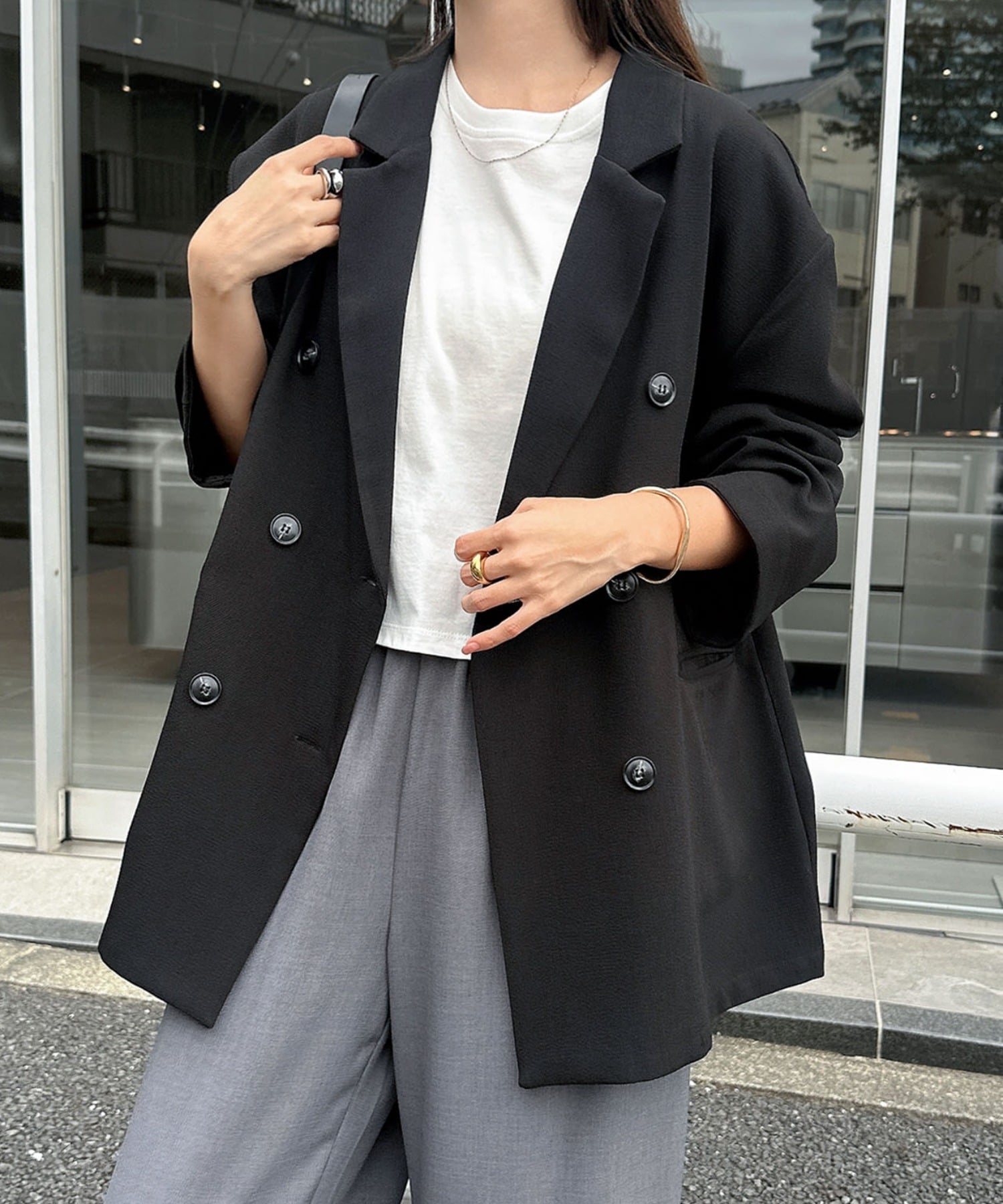 【SALE／30%OFF】andme ダブル ブレスト テーラード ジャケット アンドミー ジャケット・アウター テー..