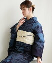 【SALE/29%OFF】utatane utatane*注染工房 浴衣3点セット 青藍にかごめなでしこ染め分け ウタタネ 着物・浴衣・和装小物 浴衣【送料無料...