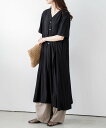 【SALE/46%OFF】La-gemme Vネックシャツワンピース ラジュール ワンピース・ドレス ワンピース グレー ブラウン ブラック【送料無料】