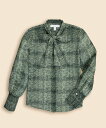 BROOKS BROTHERS ポリエステルジョーゼット ツイードファブリックプリント ボウブラウス ブルックス ブラザーズ トップス シャツ・ブラウス グリーン【送料無料】