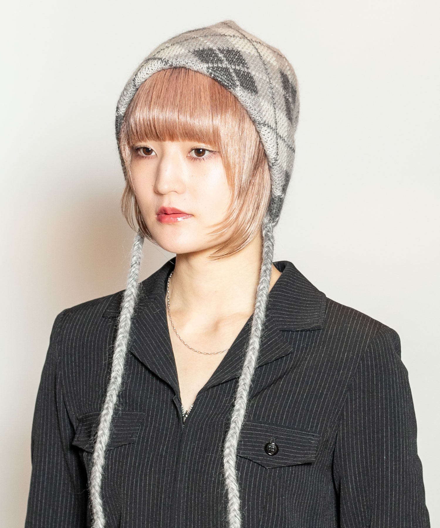 CA4LA DIAMOND CHECK KNIT カシラ 帽子 ニット帽・ビーニー ブラウン グレー ブルー【送料無料】