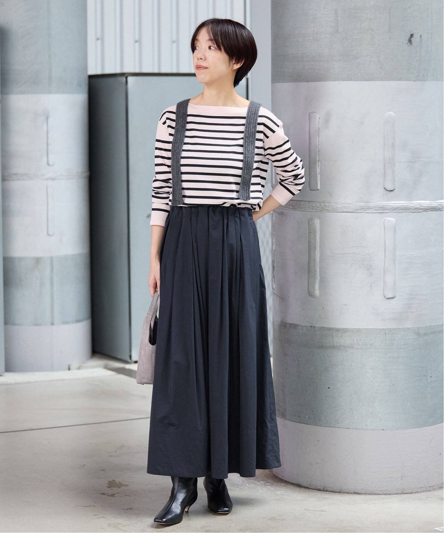 IENA 《WEB限定/追加》SEATTLEボーダーボートネックプルオーバー イエナ トップス ニット ピンク
