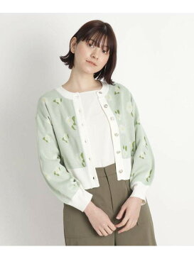 【SALE/52%OFF】grove フラワー柄ジャカードカーディガン グローブ ニット カーディガン グリーン ベージュ