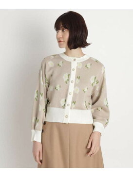 【SALE/52%OFF】grove フラワー柄ジャカードカーディガン グローブ ニット カーディガン グリーン ベージュ