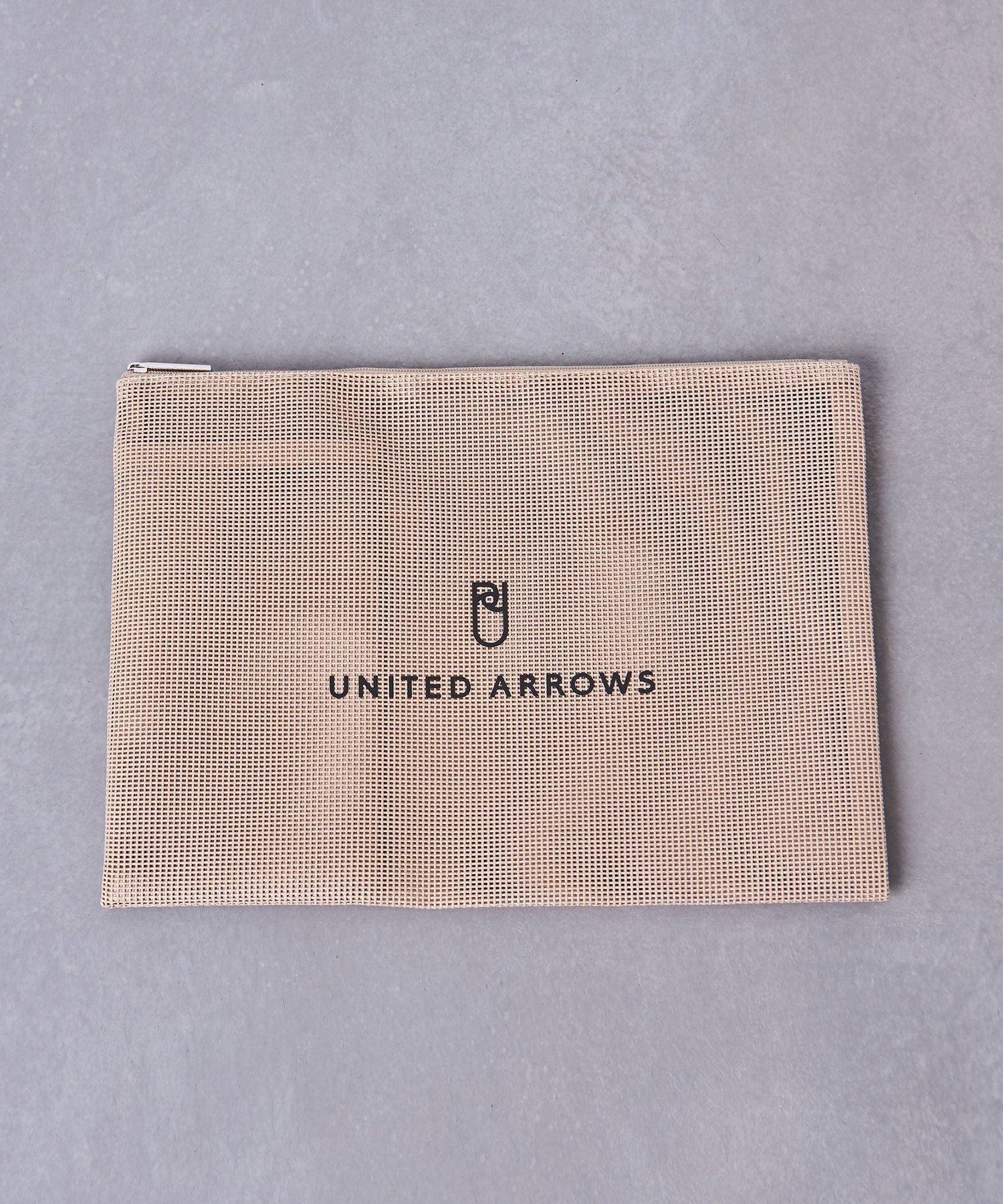 UNITED ARROWS ロゴ メッシュ フラットポーチ ユナイテッドアローズ 財布・ポーチ・ケース ポーチ ベージュ ブラック グレー